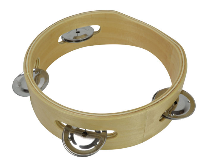 Wooden Tambourine 6 with 4 Jingles Tambourine