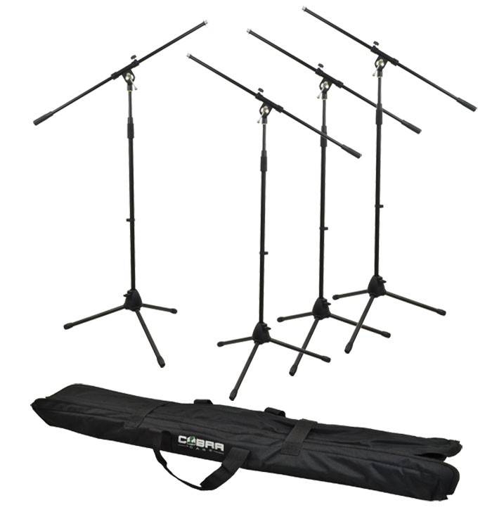 Four Boom MIC Stands Clips and Bag set Microphone Stands