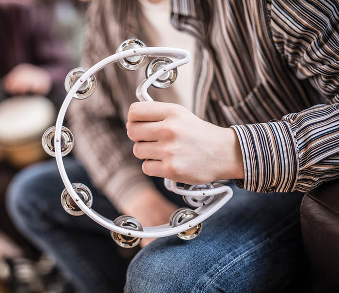 Half Moon Tambourine with Jingles Choice of Colour Tambourine