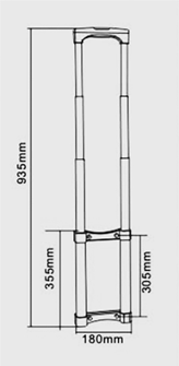 Extendable Surface Mount Handle for Cases With Three Extension Steps