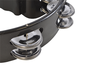 Bryce Half Moon Tambourine with Double Jingles & Comfy Handle Grip Black  Finish