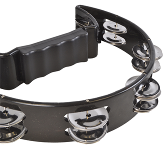 Bryce Half Moon Tambourine with Double Jingles & Comfy Handle Grip Black  Finish