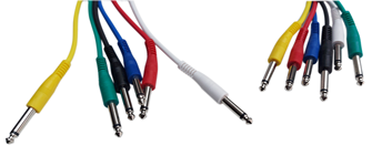 Pack of 6 Mono Jack Patch Leads With Straight Plugs 600mm Cable Length