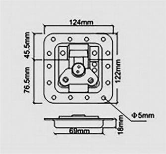 Black Surface Mount Butterfly Catch Latch- Steel For Flight Cases