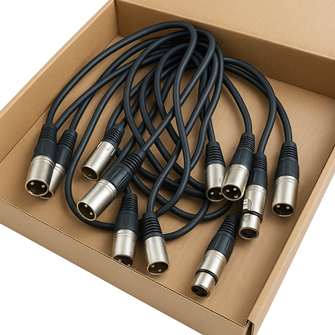 Pack of 5 XLR Patch Leads Male to Female XLR 1m Long with Metal Connectors