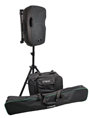Powered Speaker 12 Battery or Mains, Bluetooth, Wireless Mic + Stand & Bags