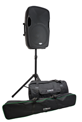 Powered Speaker 15 Battery or Mains Bluetooth, Wireless Mic + Stand & Bags