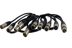 Pack of 5 XLR Patch Leads Male to Female XLR 1m Long with Metal Connectors