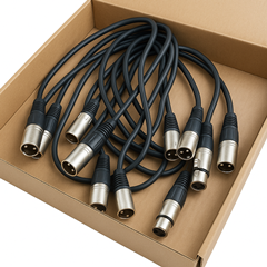 Pack of 5 XLR Patch Leads Male to Female XLR 1m Long with Metal Connectors