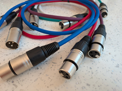 5 x 1Metre  XLR Patch Cables One Each: Red Green Blue White Purple