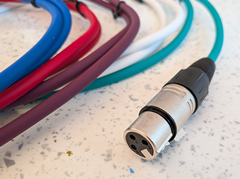 5 x 1Metre  XLR Patch Cables One Each: Red Green Blue White Purple
