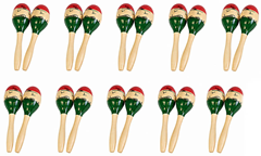 Wooden Maraca Set of 10 Pairs 23cm L 